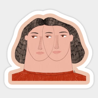 Two Face Woman Sticker